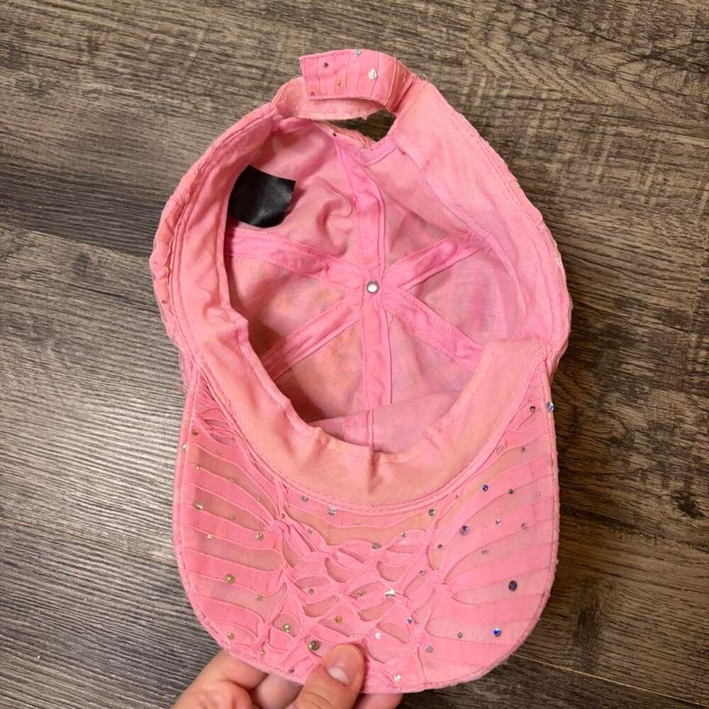Y2K Pink Cap with Rhinestones - Picture 3 of 5